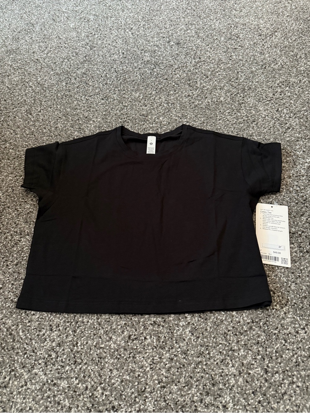 lululemon athletica Black Cropped Crew Tee